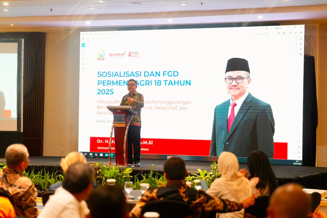 Dorong Penguatan Kelembagaan BPBD, Sekda Sulsel Sosialisasikan Permendagri No 18 Tahun 2025